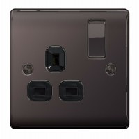 BG Nexus Black Nickel Single Switched Socket Black Inserts